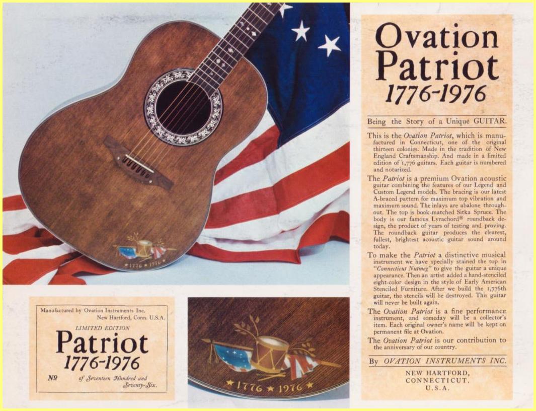 Ovation Patriot 1776 アニバーサリー 1976 Ovation Patriot Limited Edition | Guitar Galactica